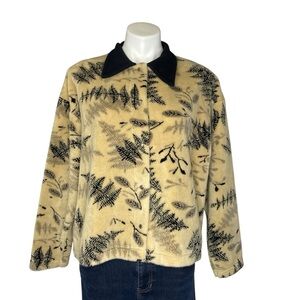 HIDDEN BAY CLOTHING Vintage Fleece Nature Leaf Sweatshirt Jacket Large